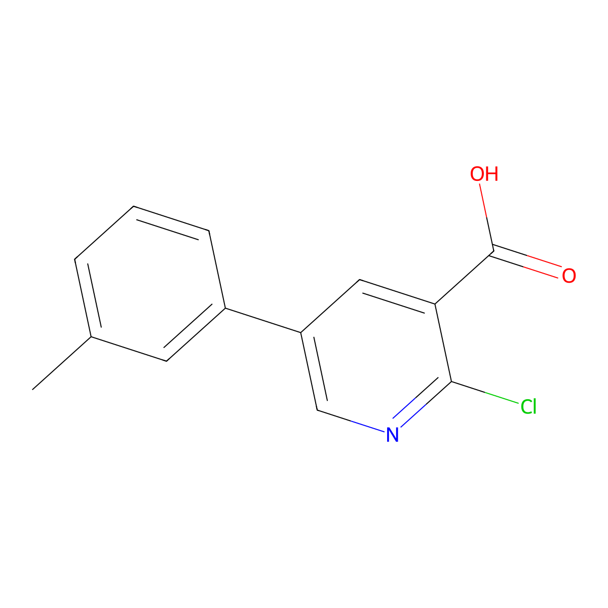2-Chloro-5-(3-methylphenyl)pyridine-3-carboxylic acid molecular structure, CAS 1261955-08-1