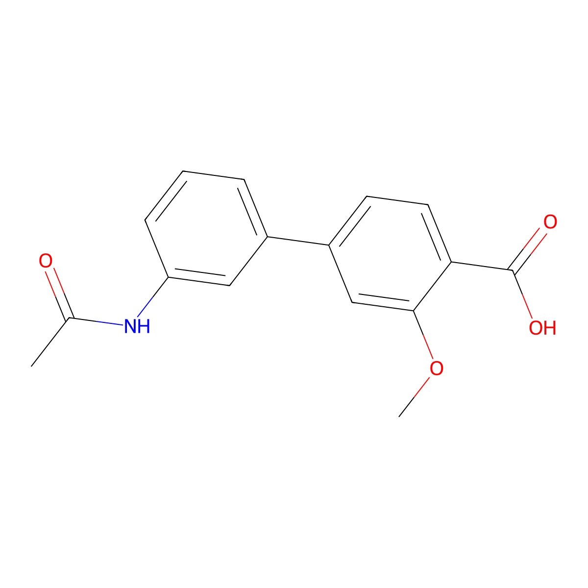 4-(3-Acetylaminophenyl)-2-methoxybenzoic acid molecular structure, CAS 1261955-13-8