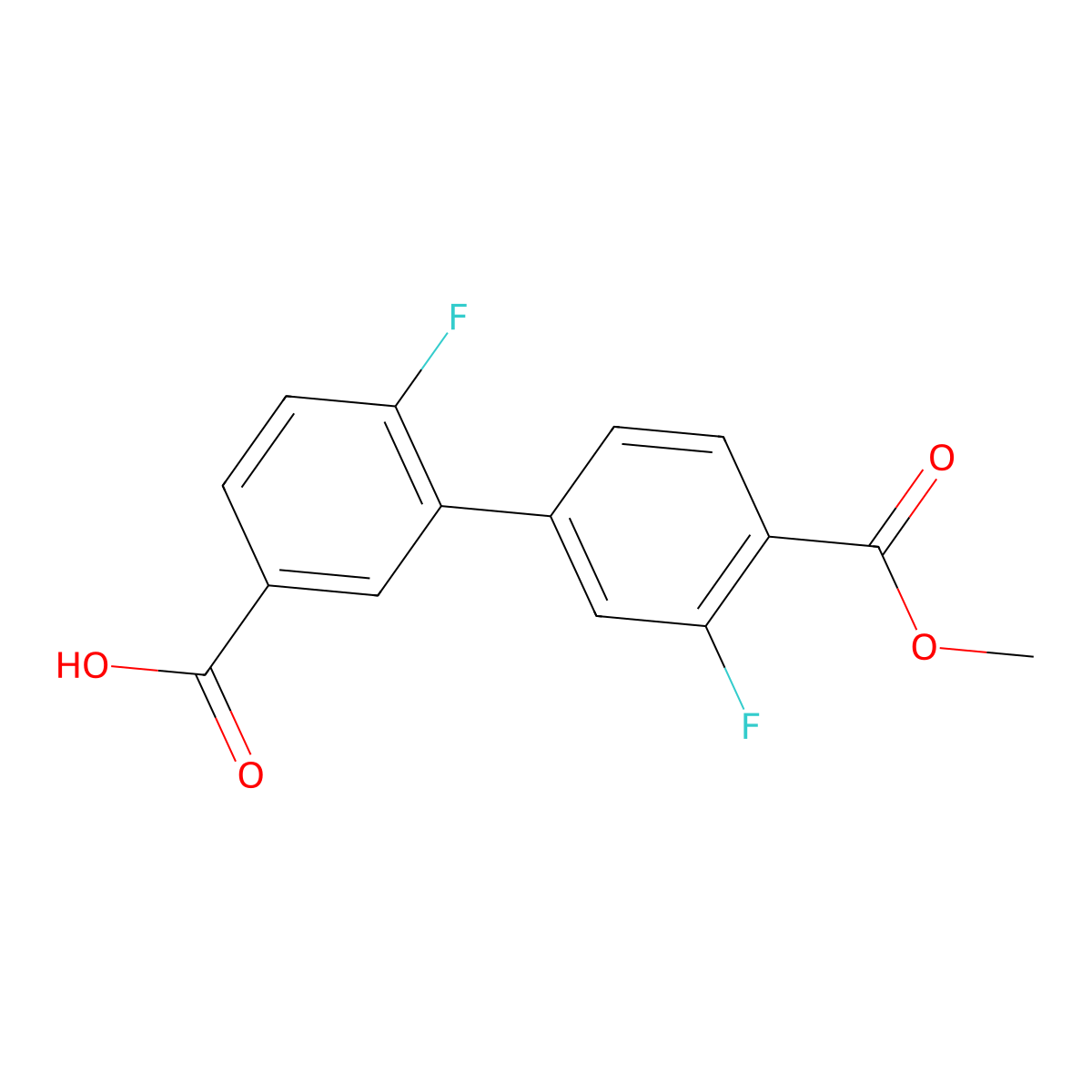 4-Fluoro-3-(3-fluoro-4-methoxycarbonylphenyl)benzoic acid molecular structure, CAS 1261955-25-2