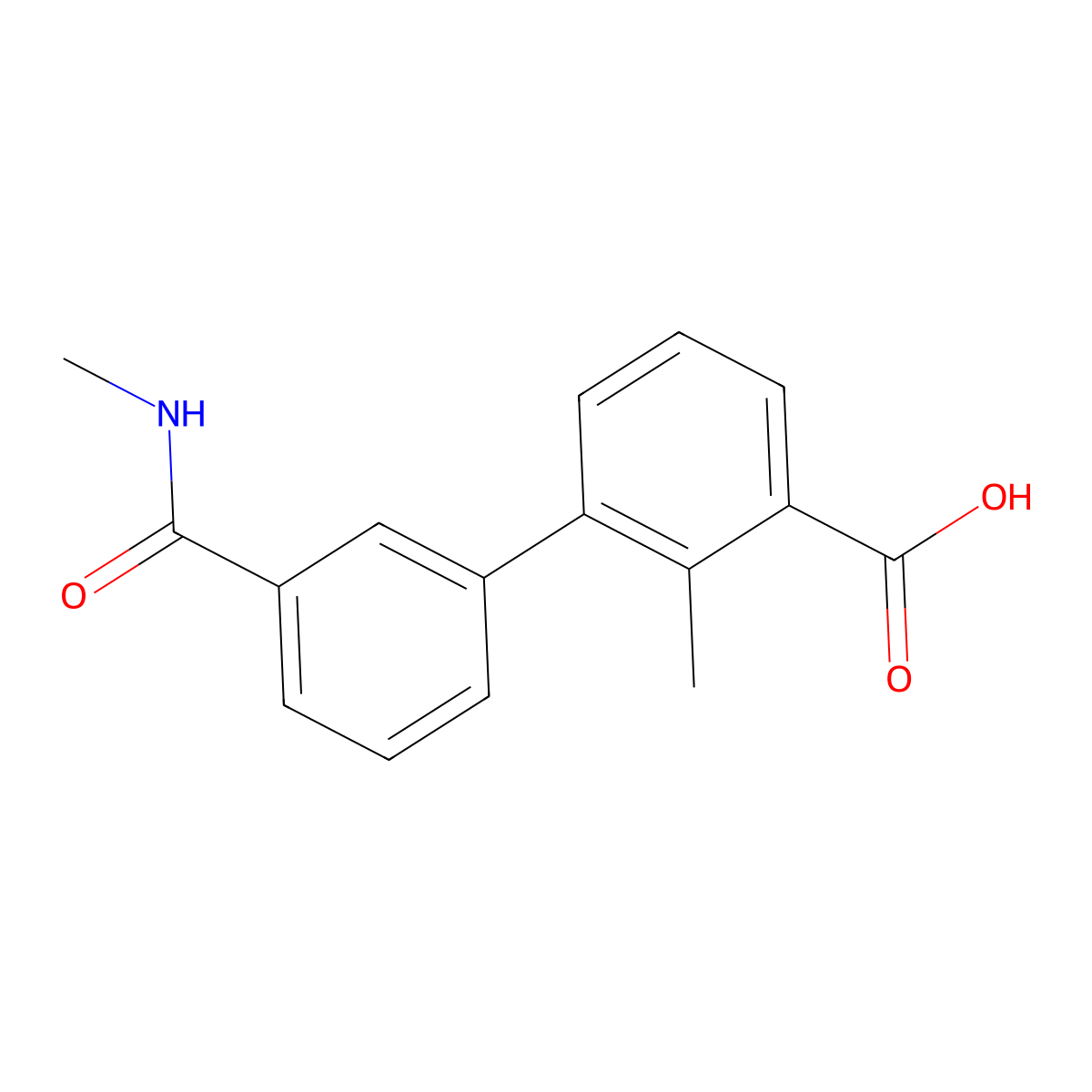 2-Methyl-3-[3-(N-methylaminocarbonyl)phenyl]benzoic acid molecular structure, CAS 1261955-26-3