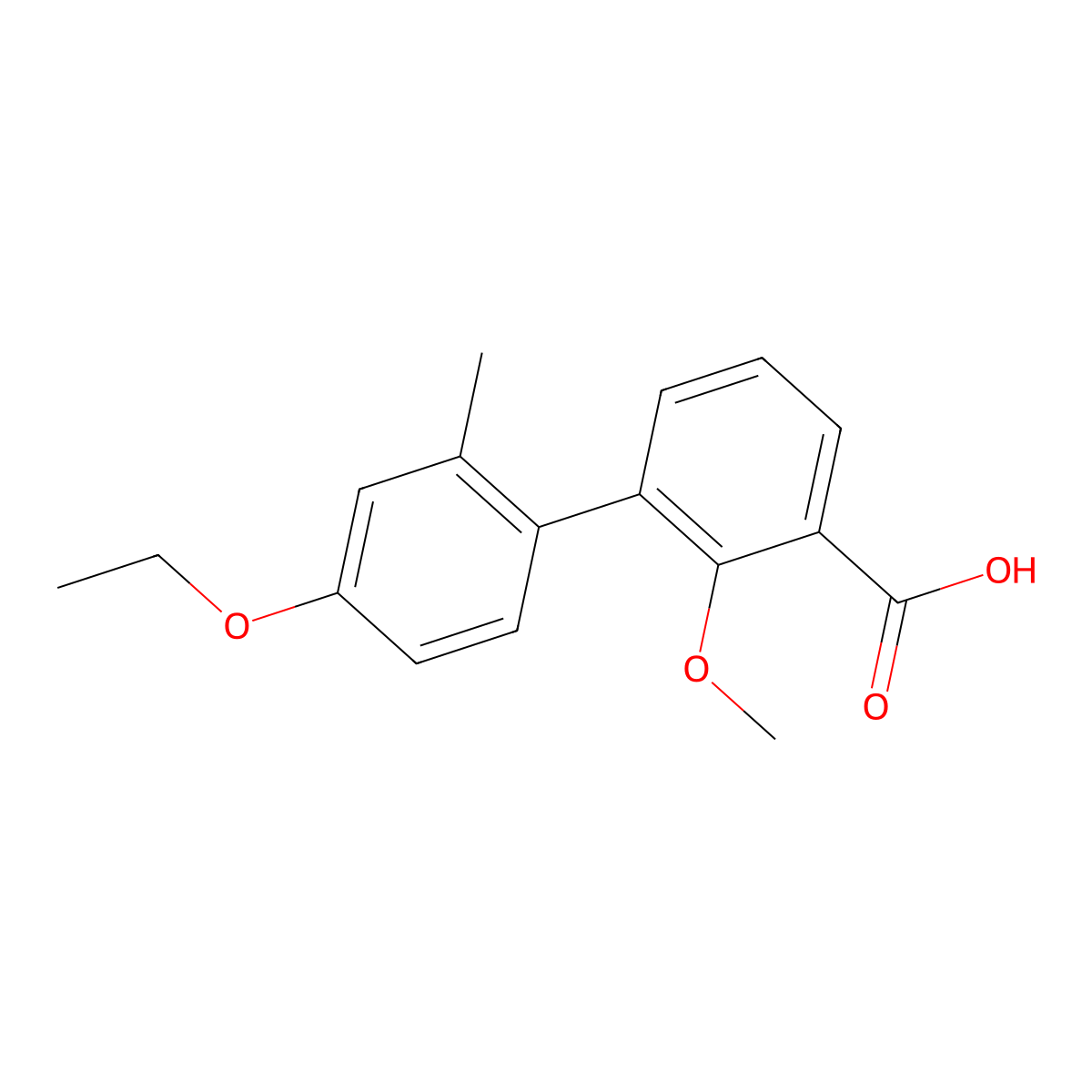 3-(4-Ethoxy-2-methylphenyl)-2-methoxybenzoic acid molecular structure, CAS 1261955-44-5