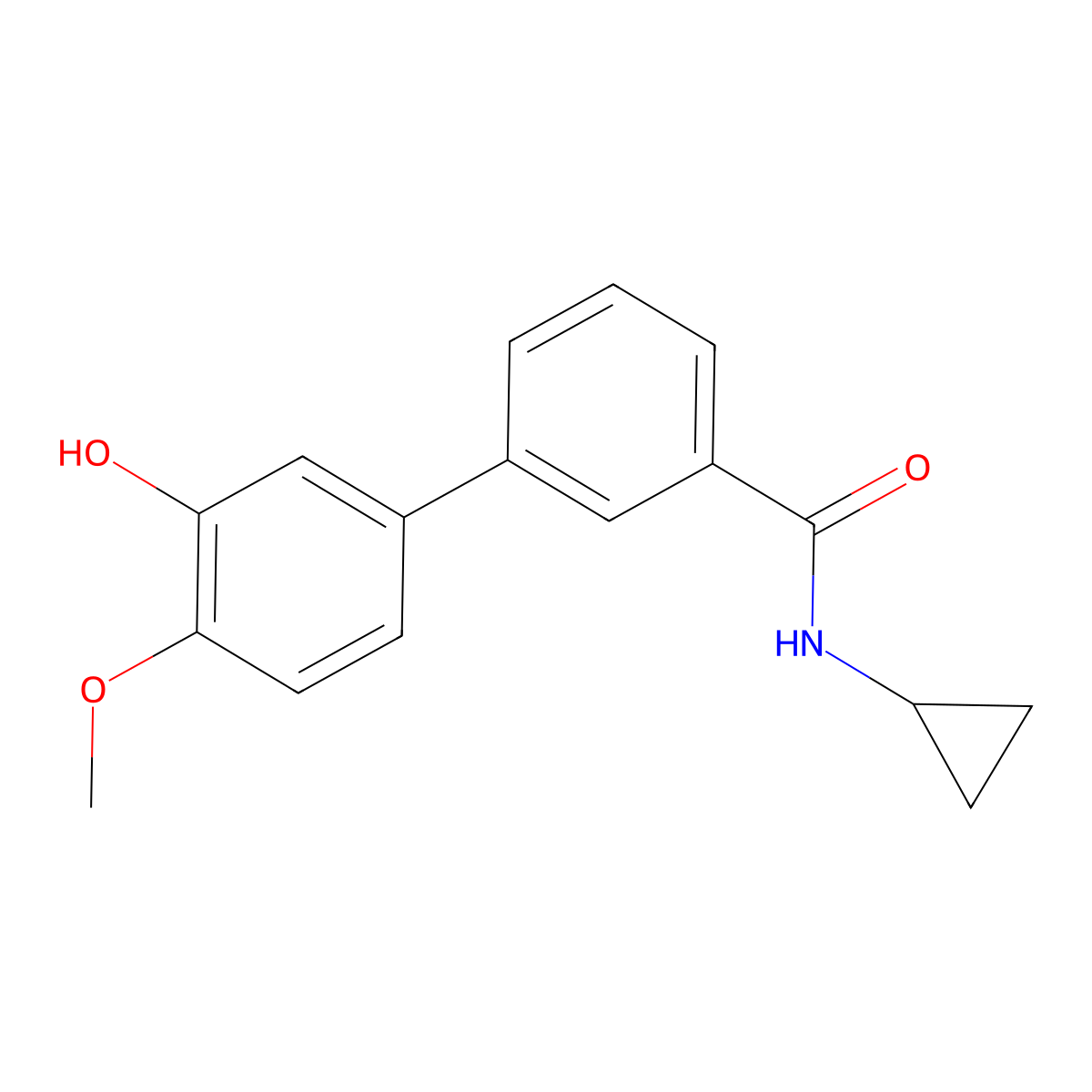 5-[3-(Cyclopropylaminocarbonyl)phenyl]-2-methoxyphenol molecular structure, CAS 1261955-53-6