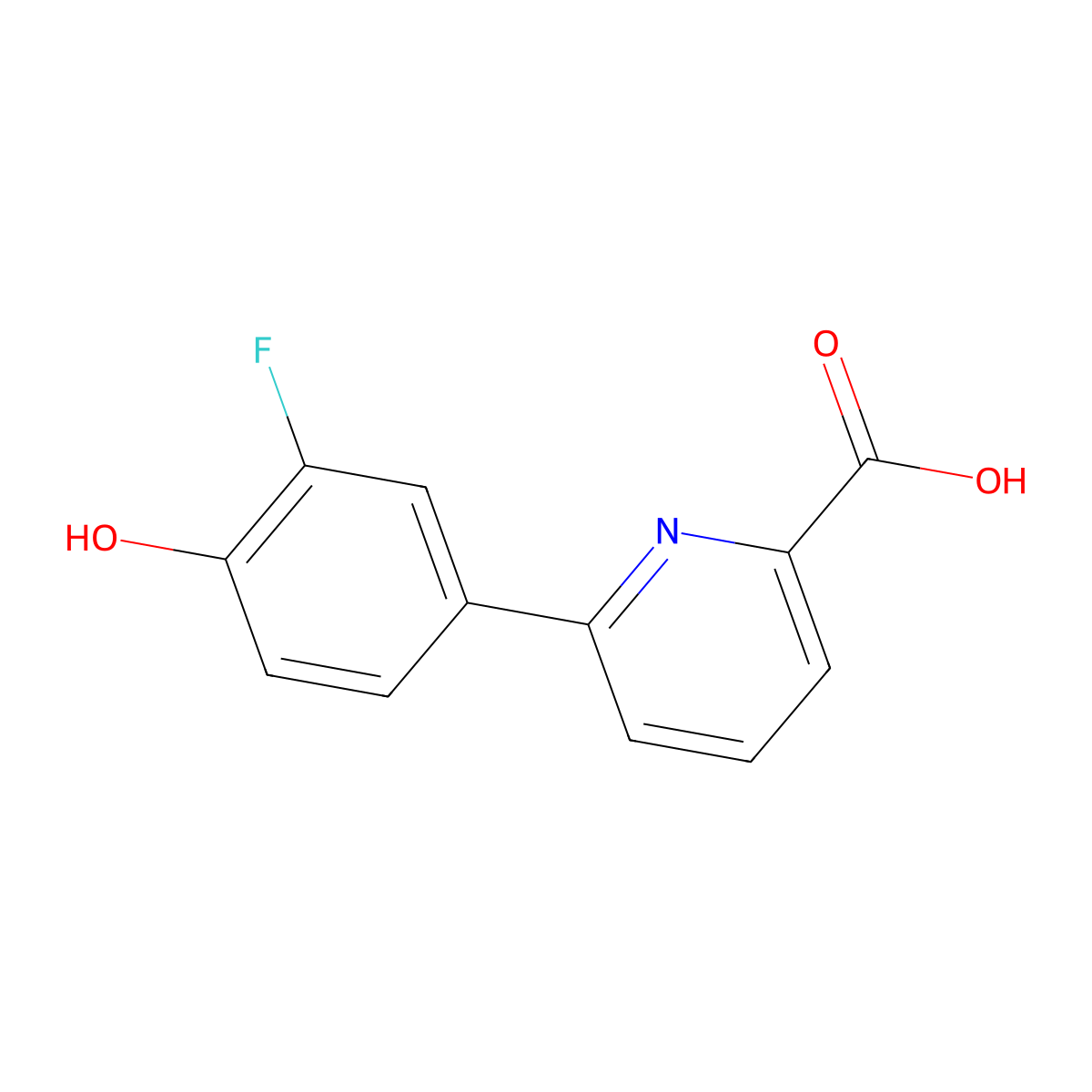 6-(3-Fluoro-4-hydroxyphenyl)picolinic acid molecular structure, CAS 1261955-67-2