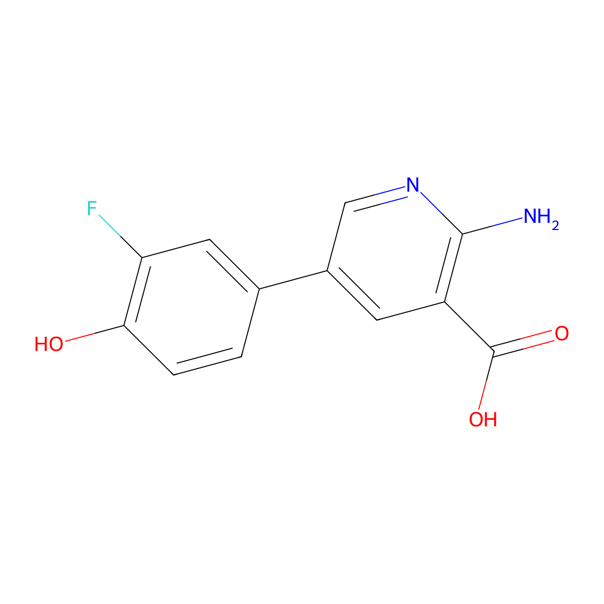 2-Amino-5-(3-fluoro-4-hydroxyphenyl)pyridine-3-carboxylic acid molecular structure, CAS 1261955-73-0