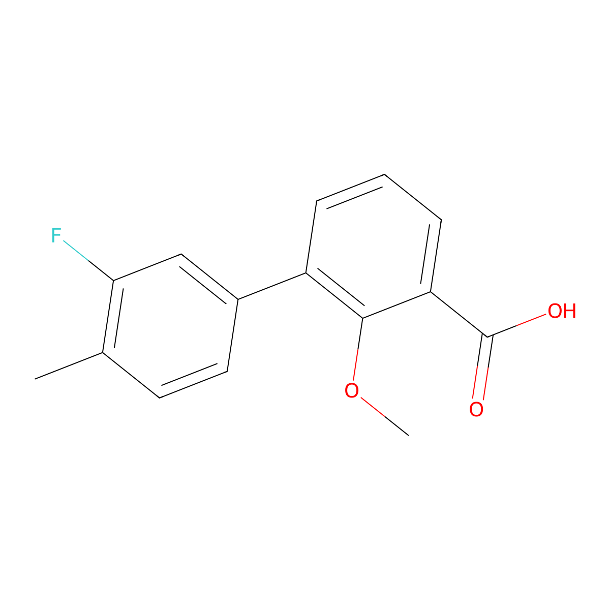 3-(3-Fluoro-4-methylphenyl)-2-methoxybenzoic acid molecular structure, CAS 1261955-86-5