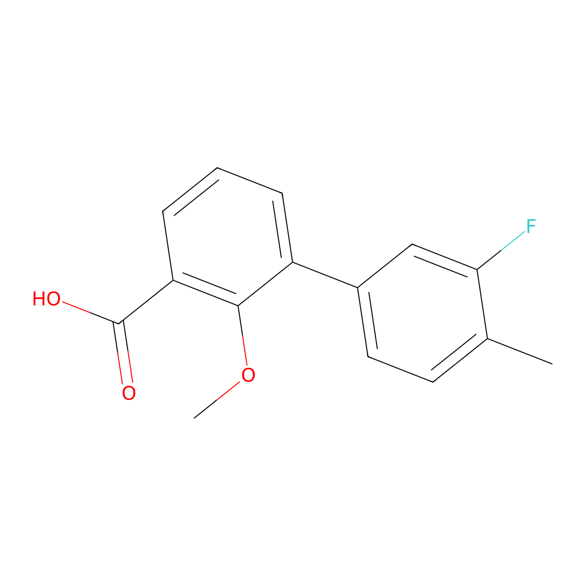 3-(3-Fluoro-4-methylphenyl)-2-methoxybenzoic acid molecular structure, CAS 1261955-86-5