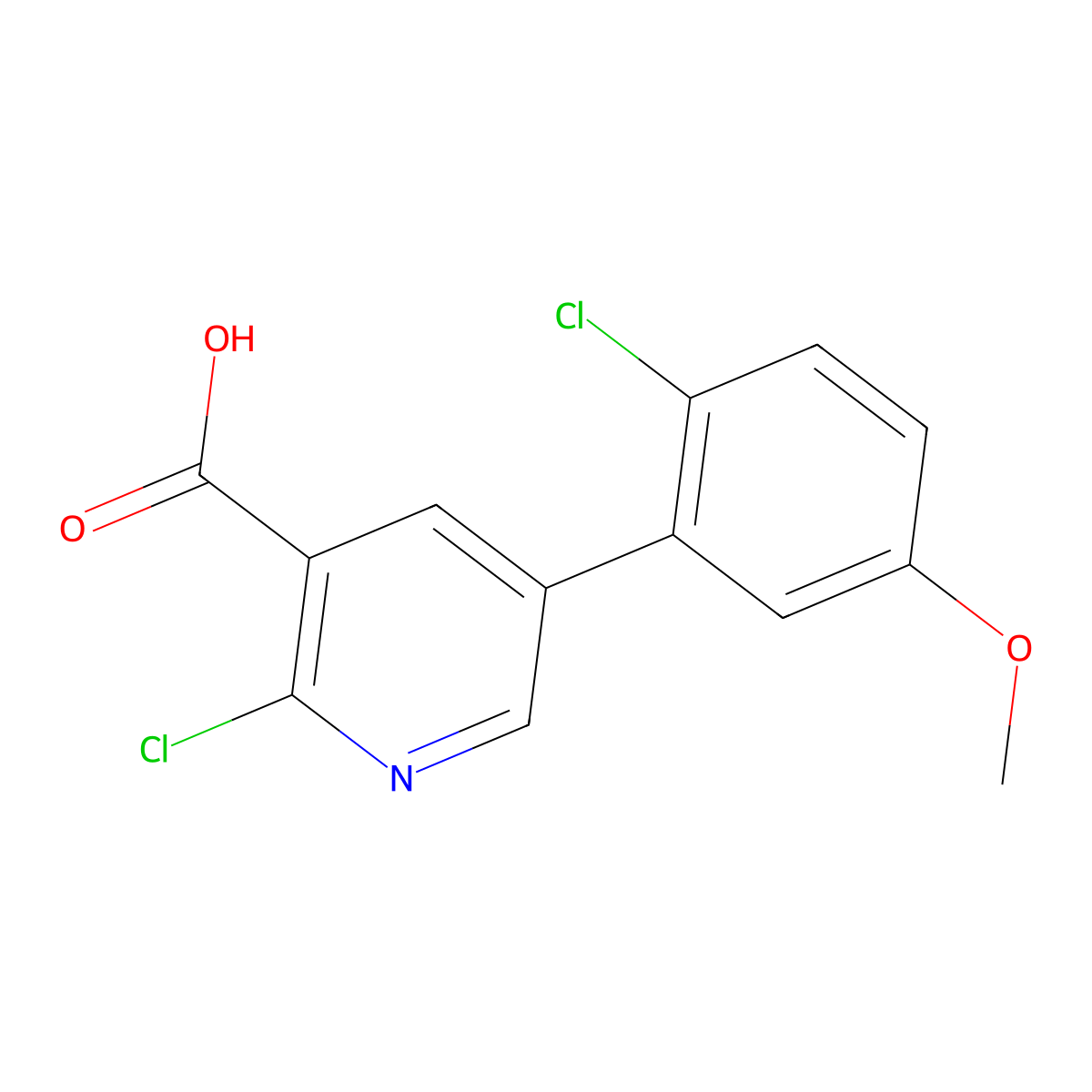 2-Chloro-5-(2-chloro-5-methoxyphenyl)nicotinic acid molecular structure, CAS 1261955-96-7