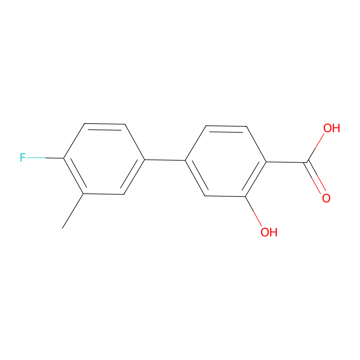 4-(4-Fluoro-3-methylphenyl)-2-hydroxybenzoic acid molecular structure, CAS 1261956-02-8