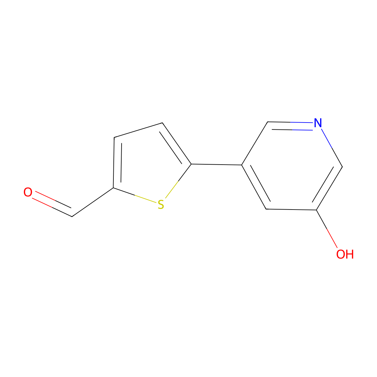 5-(5-Hydroxypyridin-3-yl)thiophene-2-carbaldehyde molecular structure, CAS 1261956-63-1