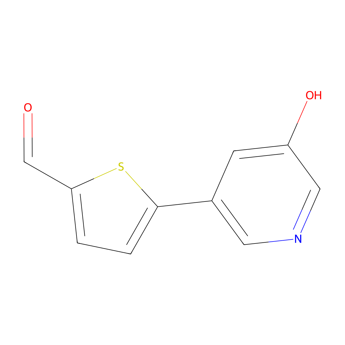 5-(5-Hydroxypyridin-3-yl)thiophene-2-carbaldehyde molecular structure, CAS 1261956-63-1