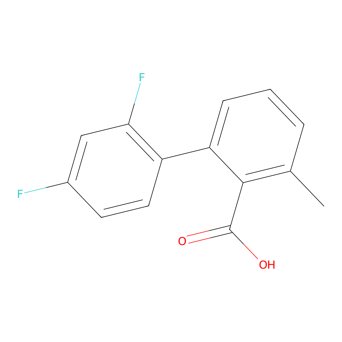 2-(2,4-Difluorophenyl)-6-methylbenzoic acid molecular structure, CAS 1261956-69-7