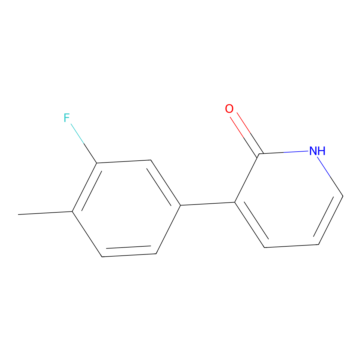 3-(3-Fluoro-4-methylphenyl)pyridin-2(1H)-one molecular structure, CAS 1261956-76-6