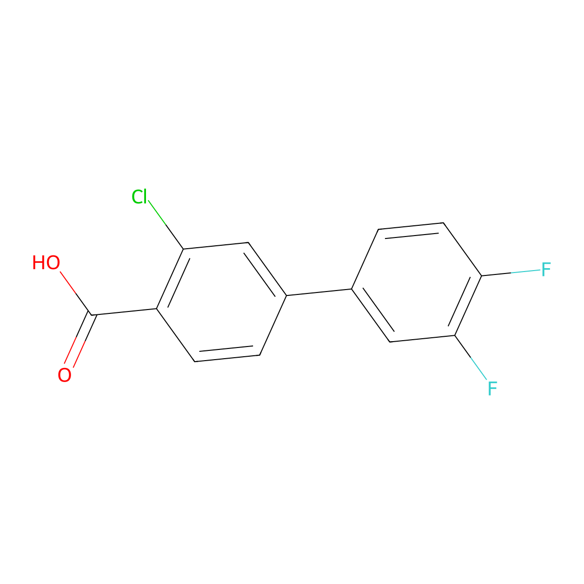 2-Chloro-4-(3,4-difluorophenyl)benzoic acid molecular structure, CAS 1261956-79-9