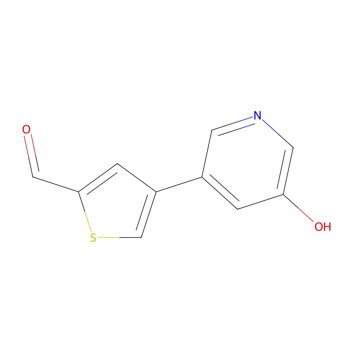 4-(5-Hydroxypyridin-3-yl)thiophene-2-carbaldehyde molecular structure, CAS 1261956-84-6