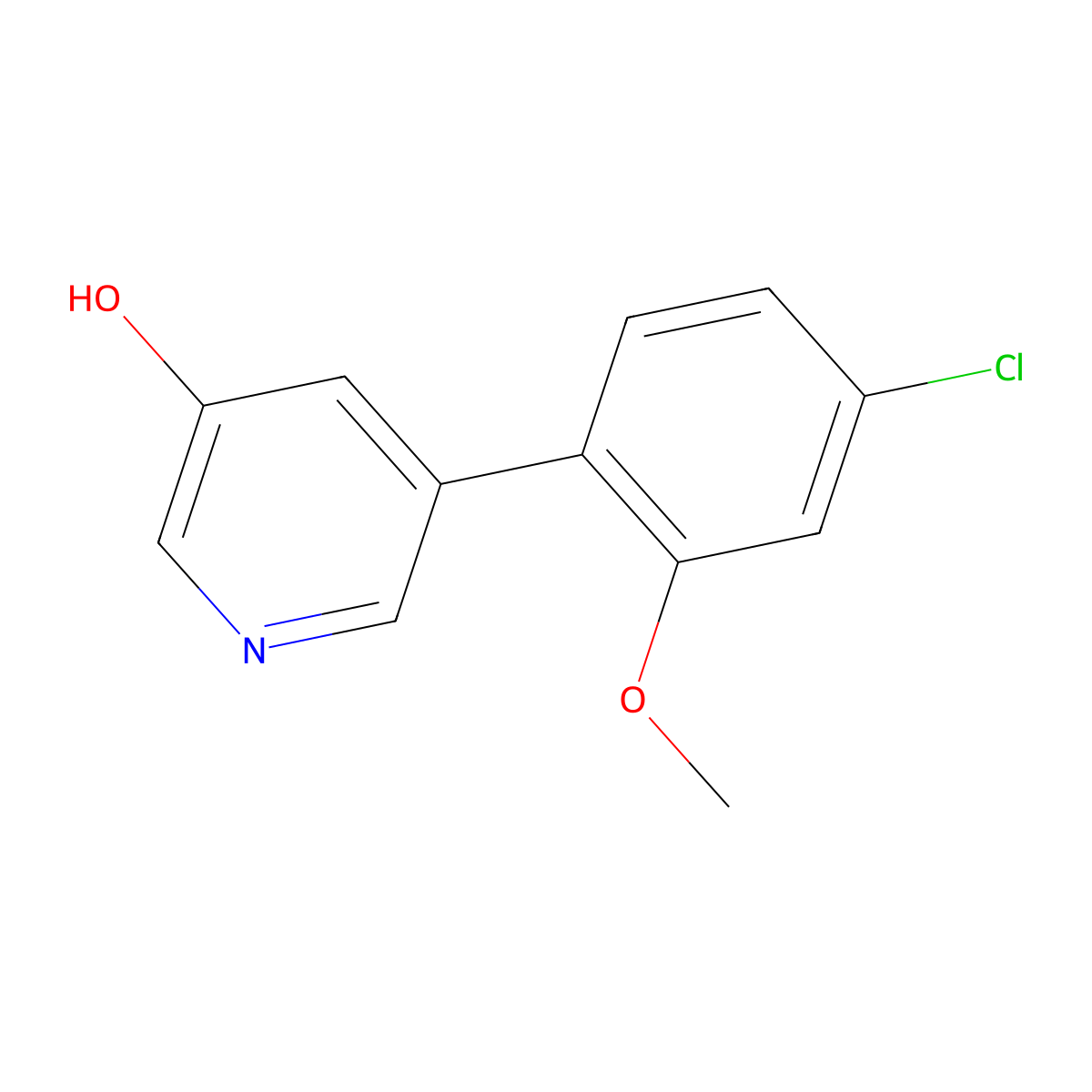 5-(4-Chloro-2-methoxyphenyl)pyridin-3-ol molecular structure, CAS 1261956-88-0