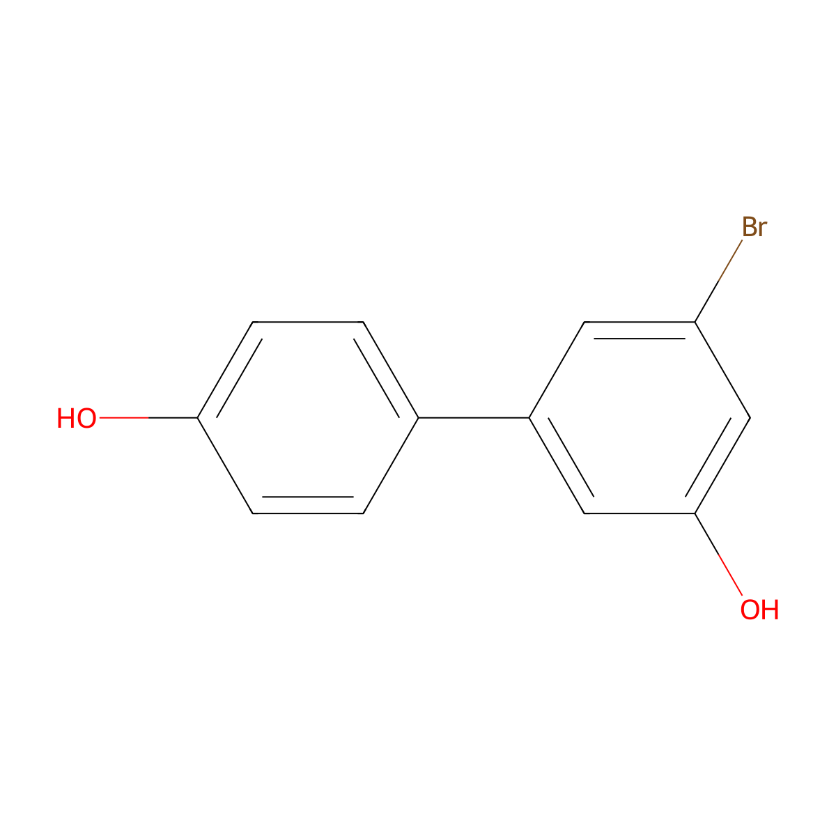 3-Bromo-5-(4-hydroxyphenyl)phenol molecular structure, CAS 1261956-89-1