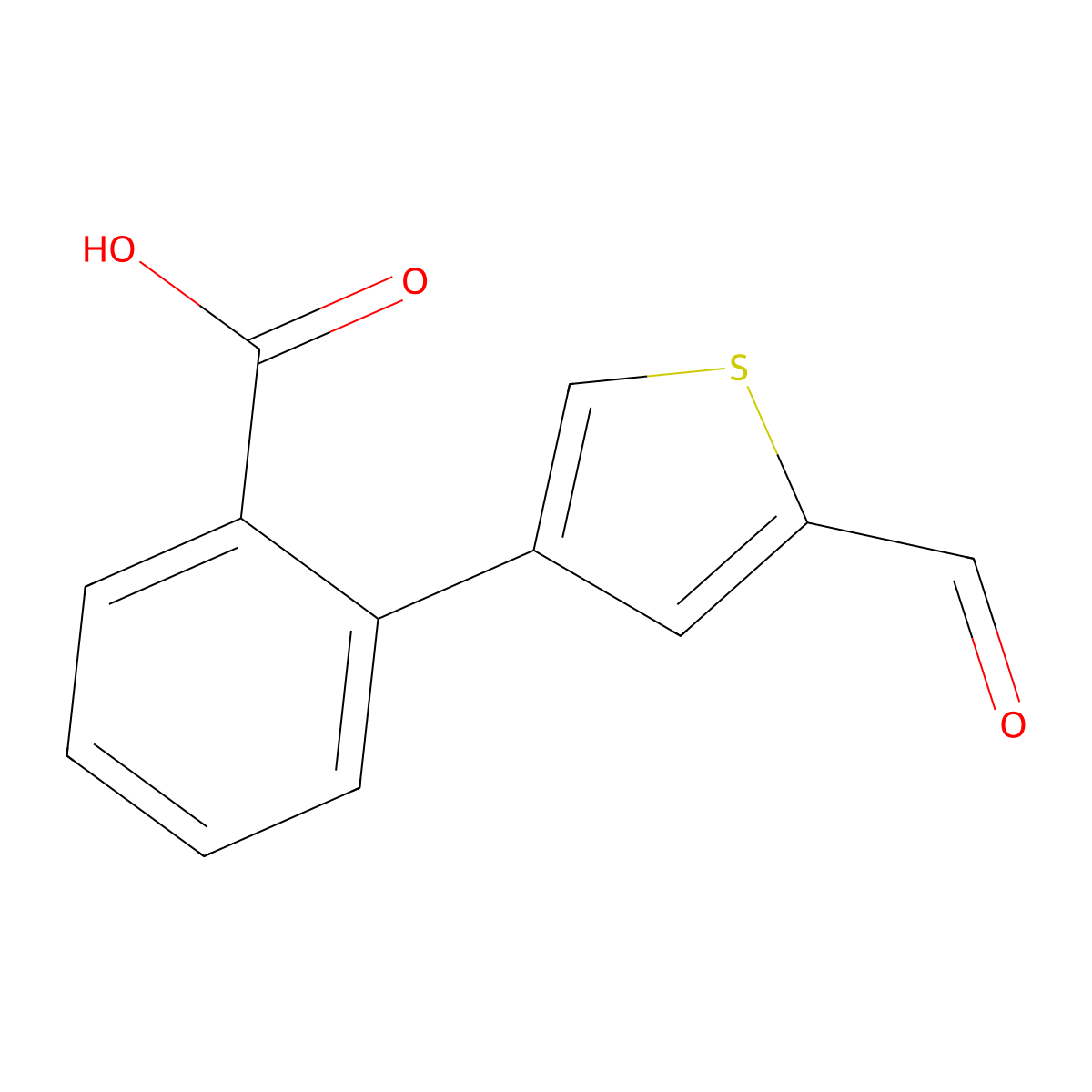 2-(5-Formylthiophen-3-yl)benzoic acid molecular structure, CAS 1261957-39-4