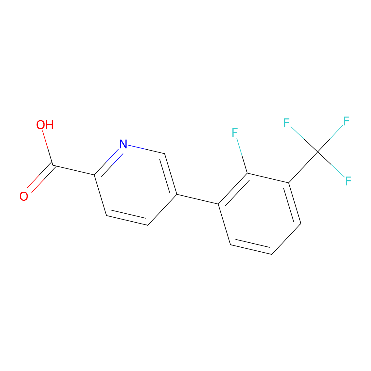 5-(2-Fluoro-3-trifluoromethylphenyl)picolinic acid molecular structure, CAS 1261957-70-3