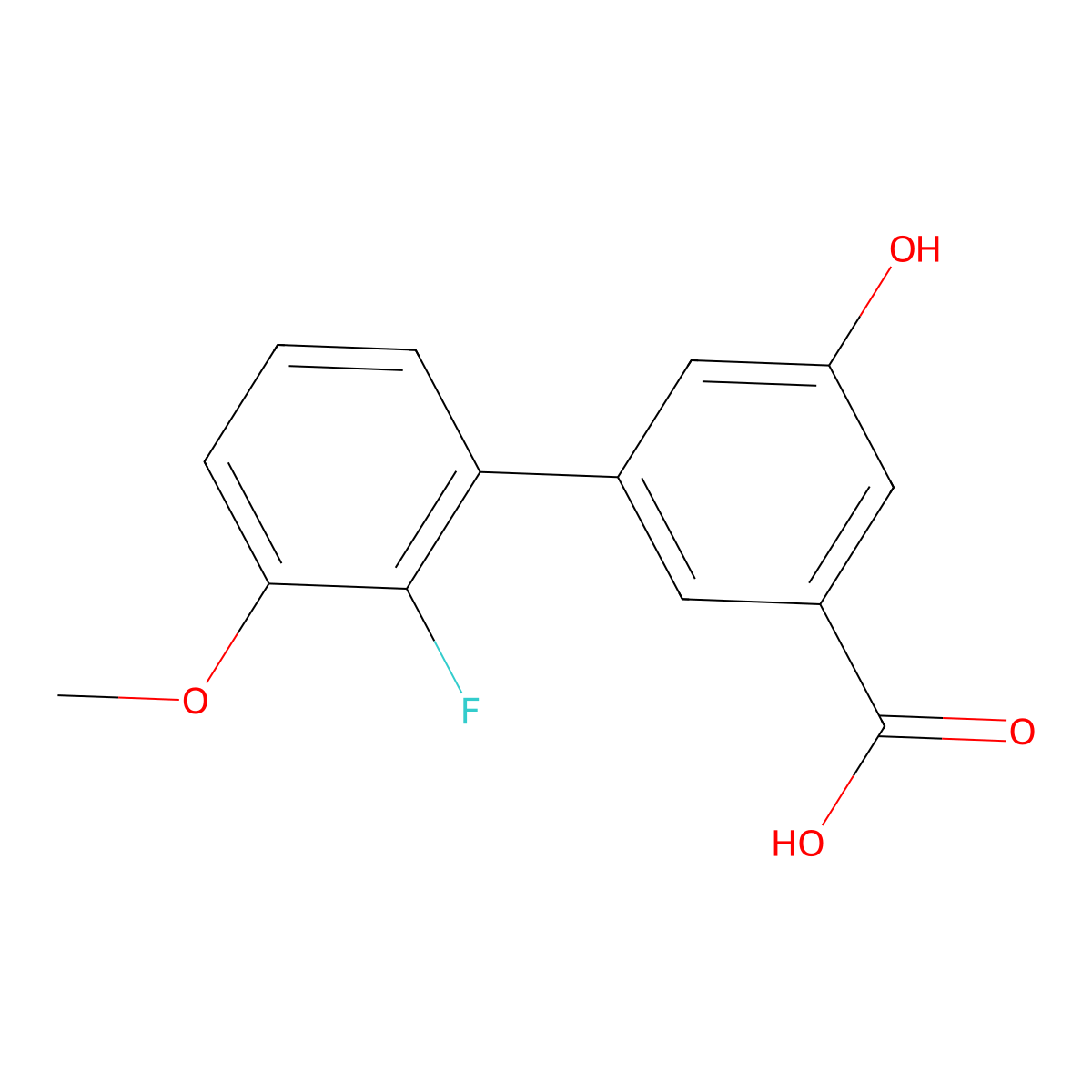 3-(2-Fluoro-3-methoxyphenyl)-5-hydroxybenzoic acid molecular structure, CAS 1261957-80-5