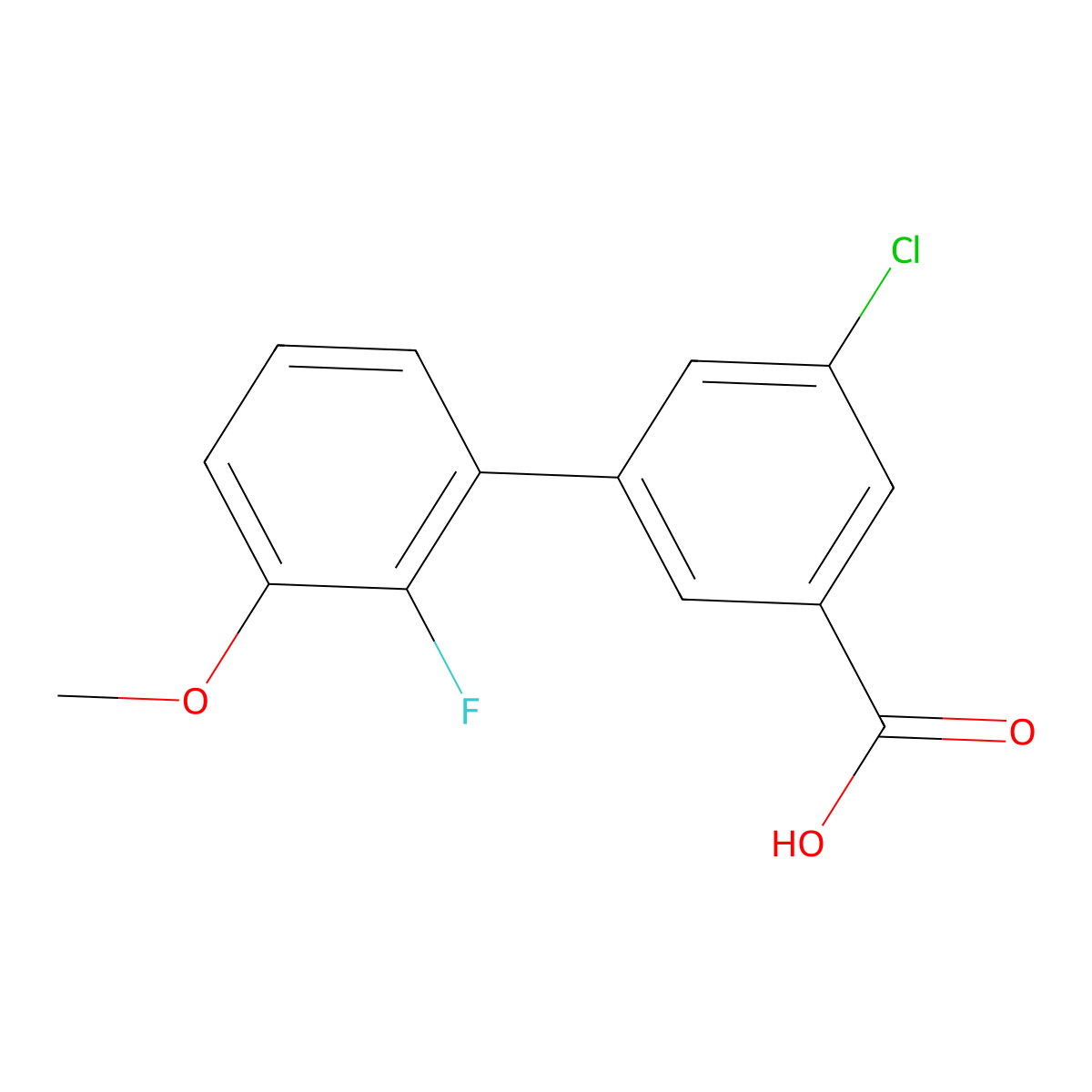 5-Chloro-2'-fluoro-3'-methoxy-[1,1'-biphenyl]-3-carboxylic acid molecular structure, CAS 1261957-90-7