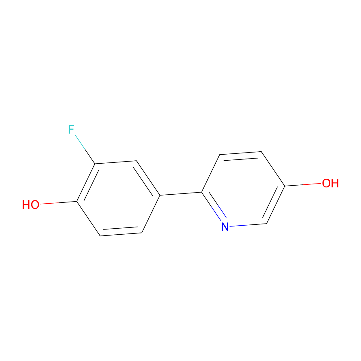 2-(3-Fluoro-4-hydroxyphenyl)-5-hydroxypyridine molecular structure, CAS 1261958-24-0