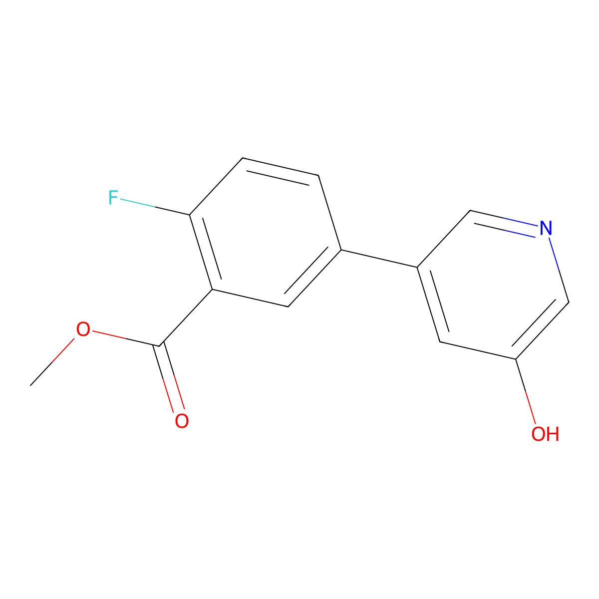Methyl 2-fluoro-5-(5-hydroxypyridin-3-yl)benzoate molecular structure, CAS 1261958-30-8