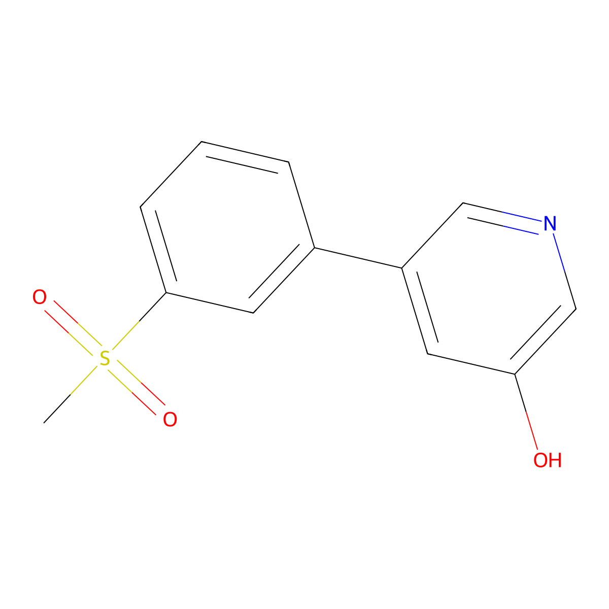 3-Hydroxy-5-(3-methylsulfonylphenyl)pyridine molecular structure, CAS 1261958-46-6