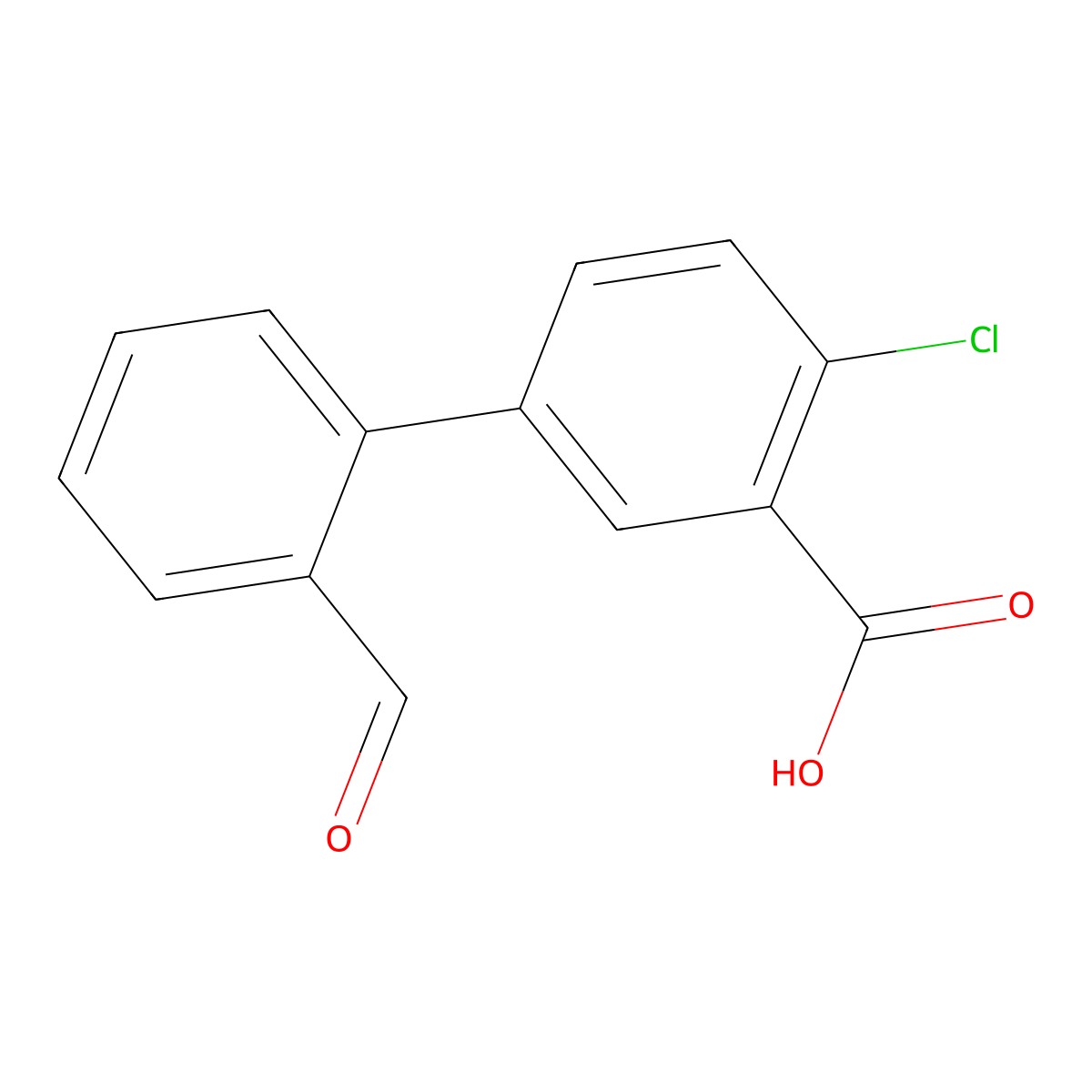 2-Chloro-5-(2-formylphenyl)benzoic acid molecular structure, CAS 1261958-60-4
