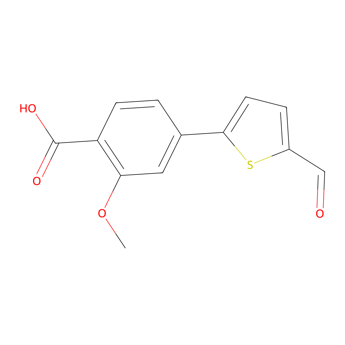 4-(5-Formylthiophen-2-YL)-2-methoxybenzoic acid molecular structure, CAS 1261959-29-8