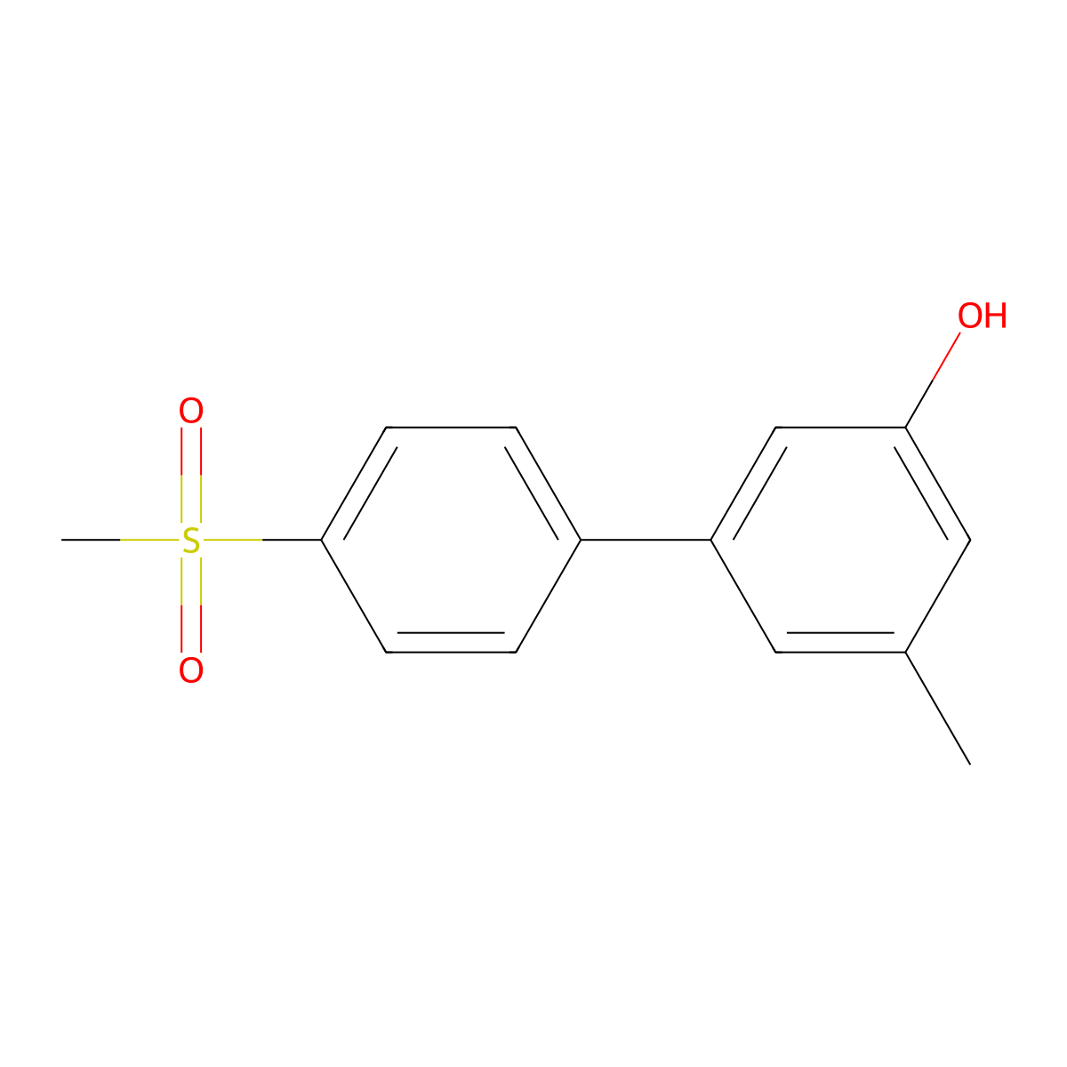 3-Methyl-5-(4-methylsulfonylphenyl)phenol molecular structure, CAS 1261959-31-2