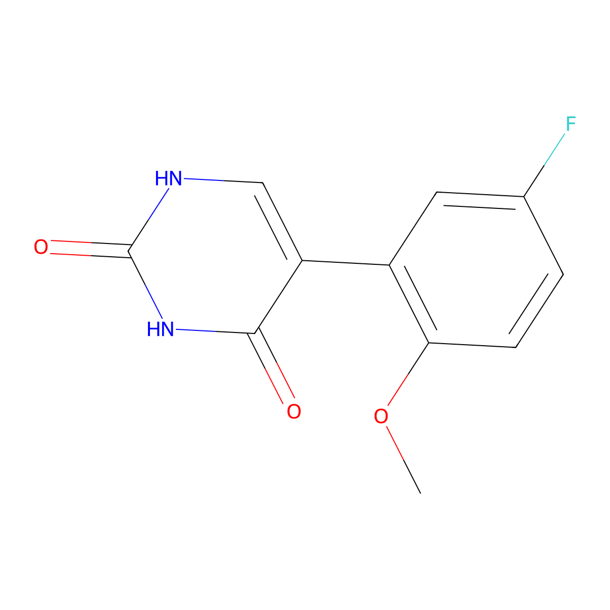 (2,4)-Dihydroxy-5-(5-fluoro-2-methoxyphenyl)pyrimidine molecular structure, CAS 1261959-37-8