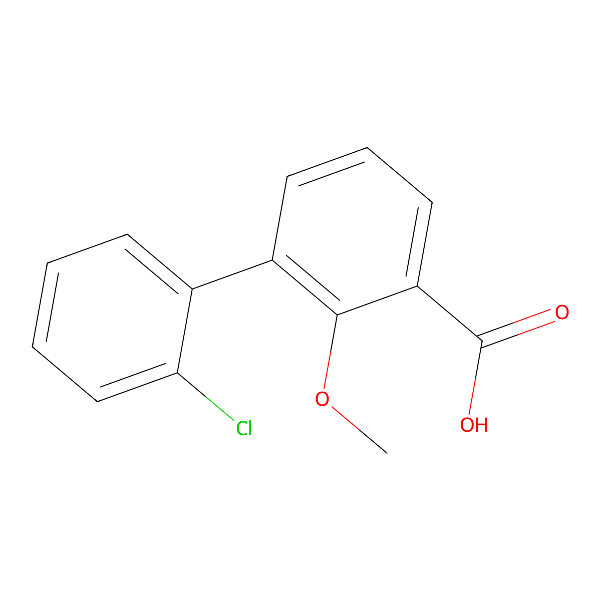 3-(2-Chlorophenyl)-2-methoxybenzoic acid molecular structure, CAS 1261959-60-7