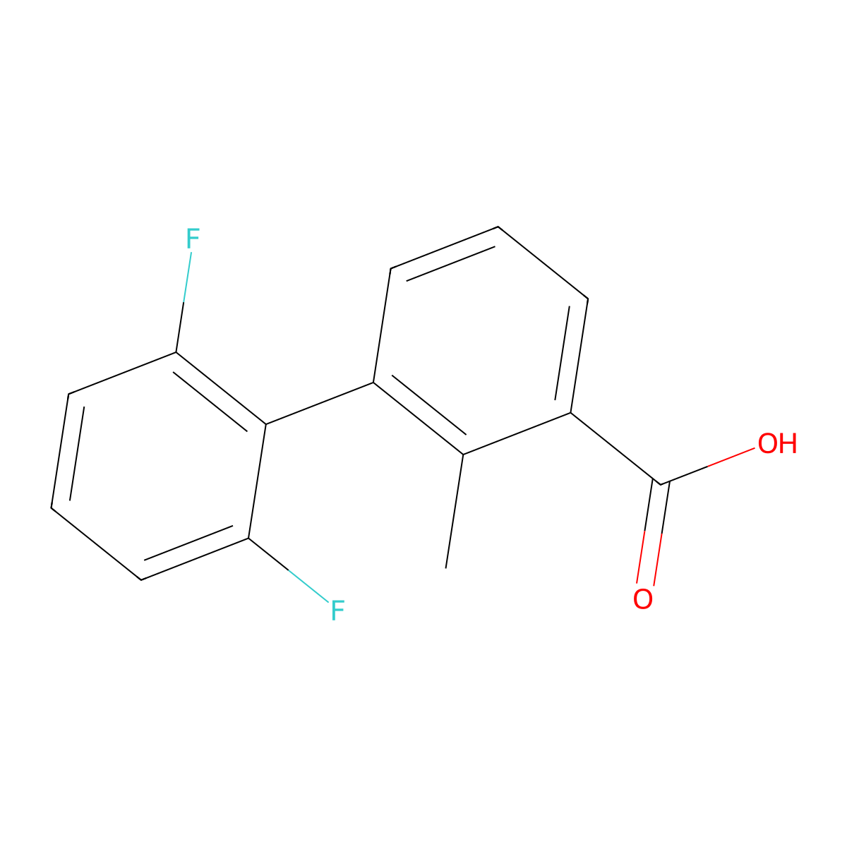 3-(2,6-Difluorophenyl)-2-methylbenzoic acid molecular structure, CAS 1261959-72-1
