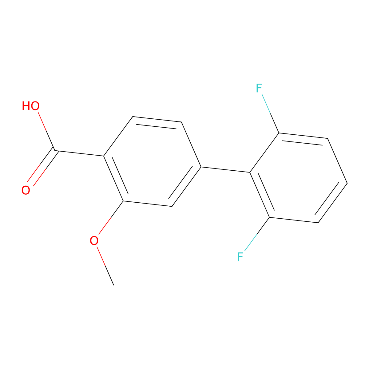 4-(2,6-Difluorophenyl)-2-methoxybenzoic acid molecular structure, CAS 1261959-77-6