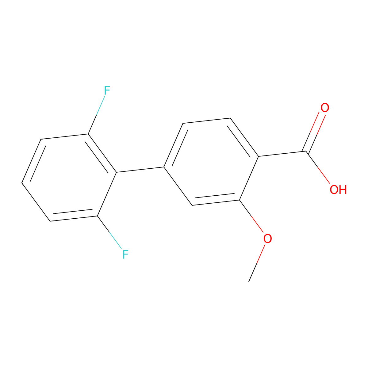 4-(2,6-Difluorophenyl)-2-methoxybenzoic acid molecular structure, CAS 1261959-77-6