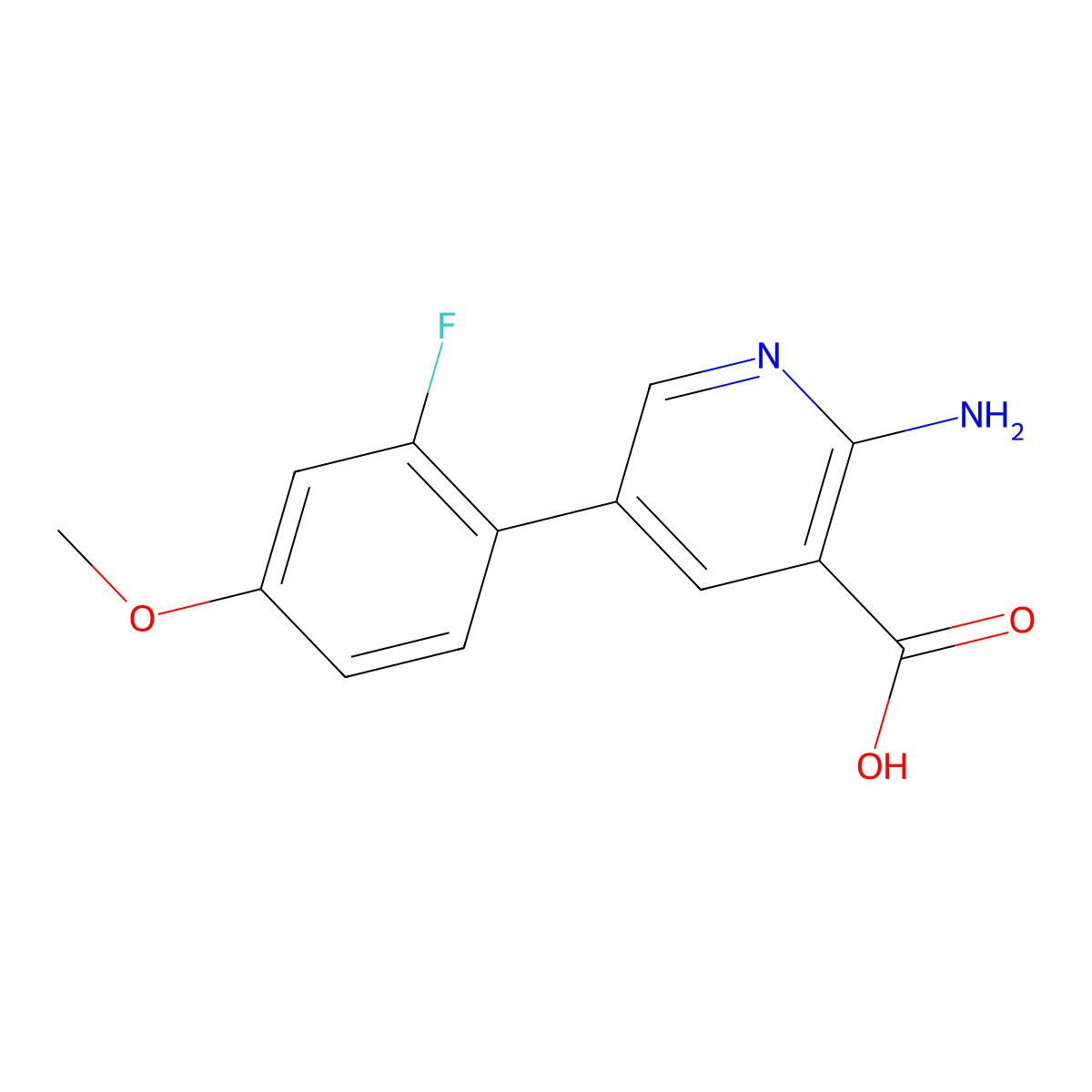 2-Amino-5-(2-fluoro-4-methoxyphenyl)pyridine-3-carboxylic acid molecular structure, CAS 1261959-84-5