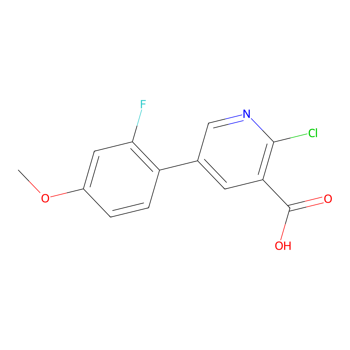 2-Chloro-5-(2-fluoro-4-methoxyphenyl)nicotinic acid molecular structure, CAS 1261959-88-9