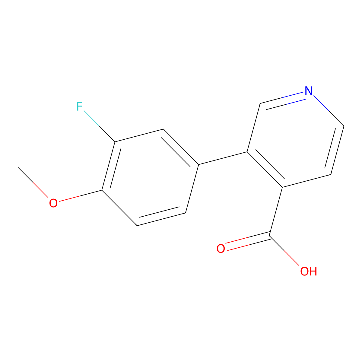 3-(3-Fluoro-4-methoxyphenyl)isonicotinic acid molecular structure, CAS 1261959-90-3