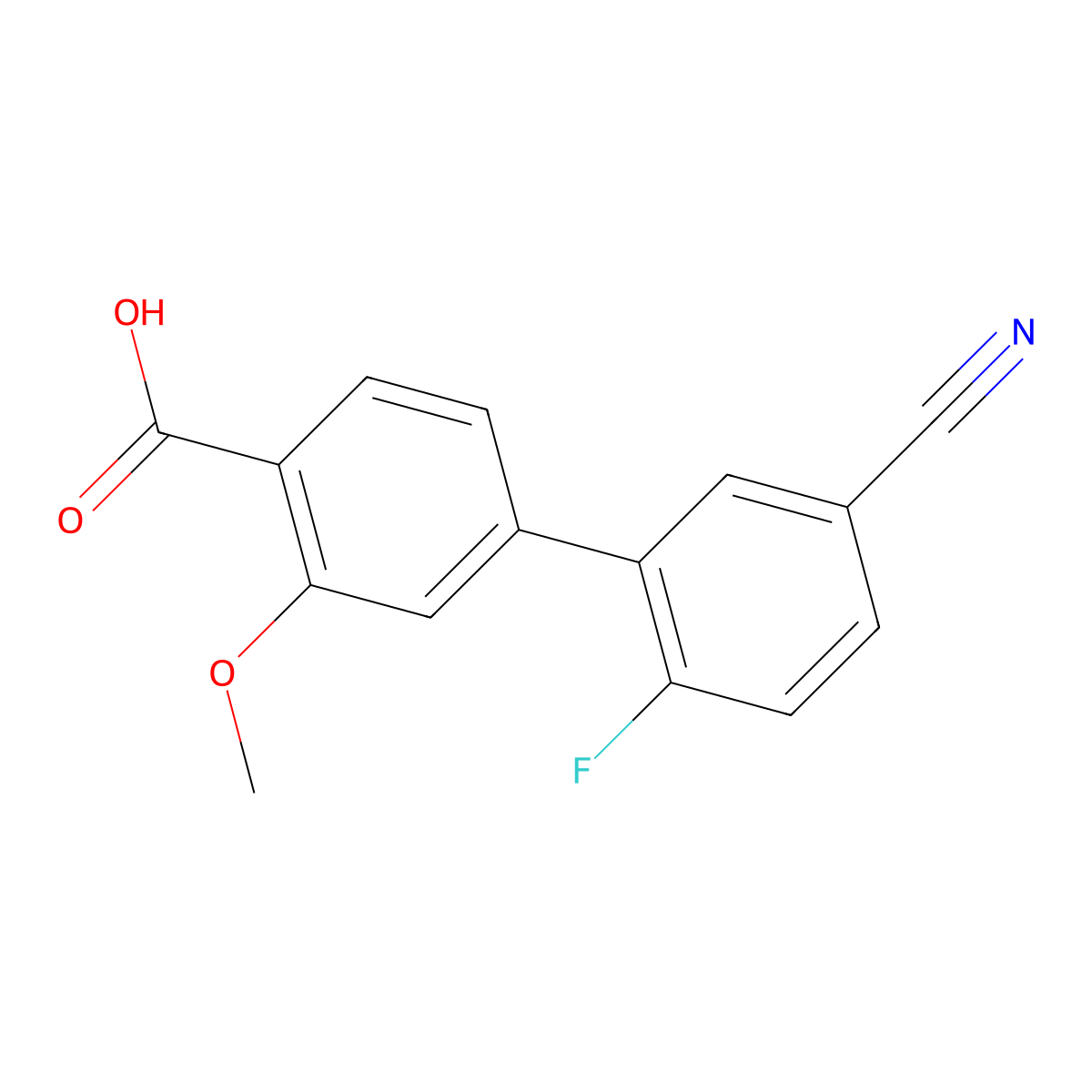 4-(5-Cyano-2-fluorophenyl)-2-methoxybenzoic acid molecular structure, CAS 1261959-91-4