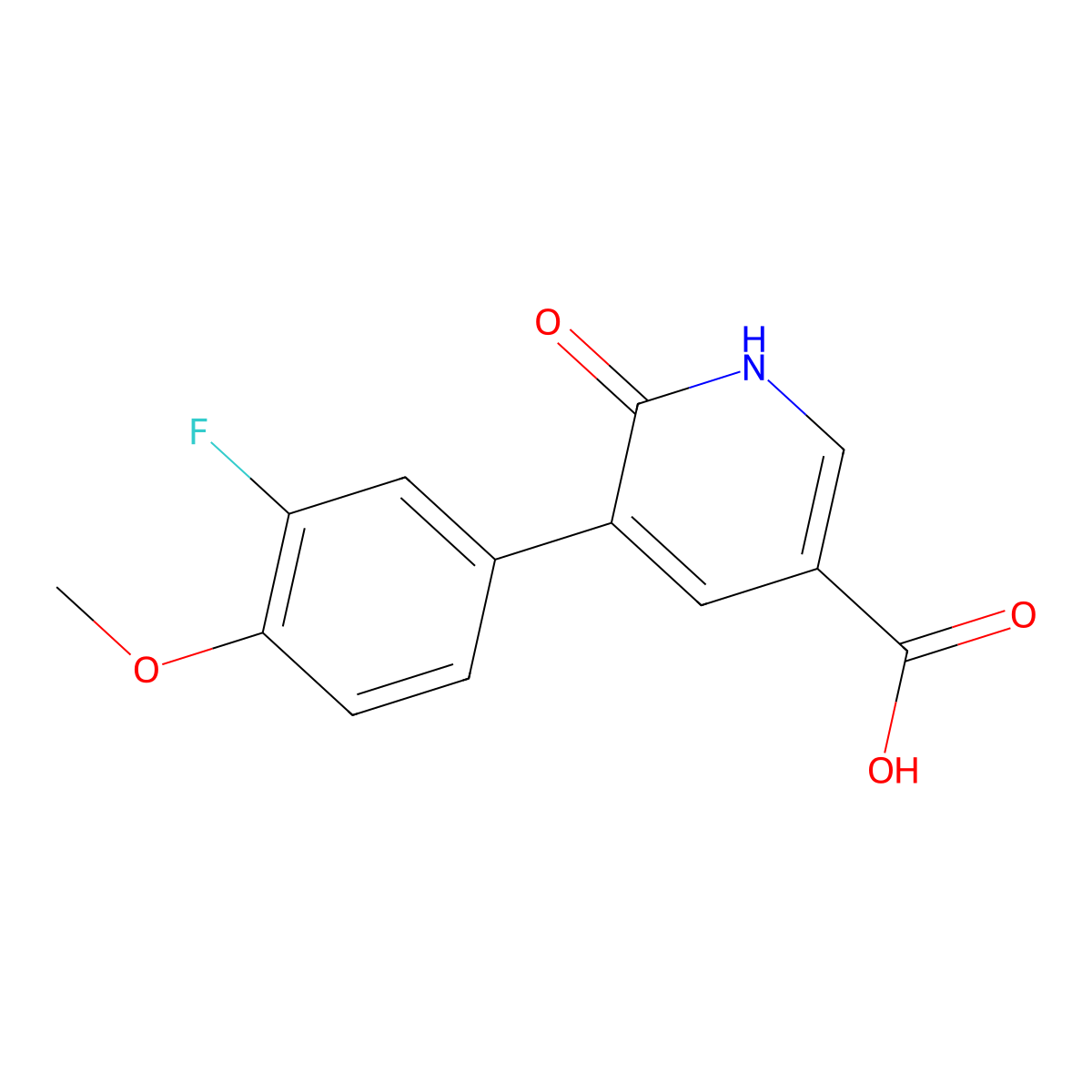 5-(3-Fluoro-4-methoxyphenyl)-6-hydroxynicotinic acid molecular structure, CAS 1261959-94-7