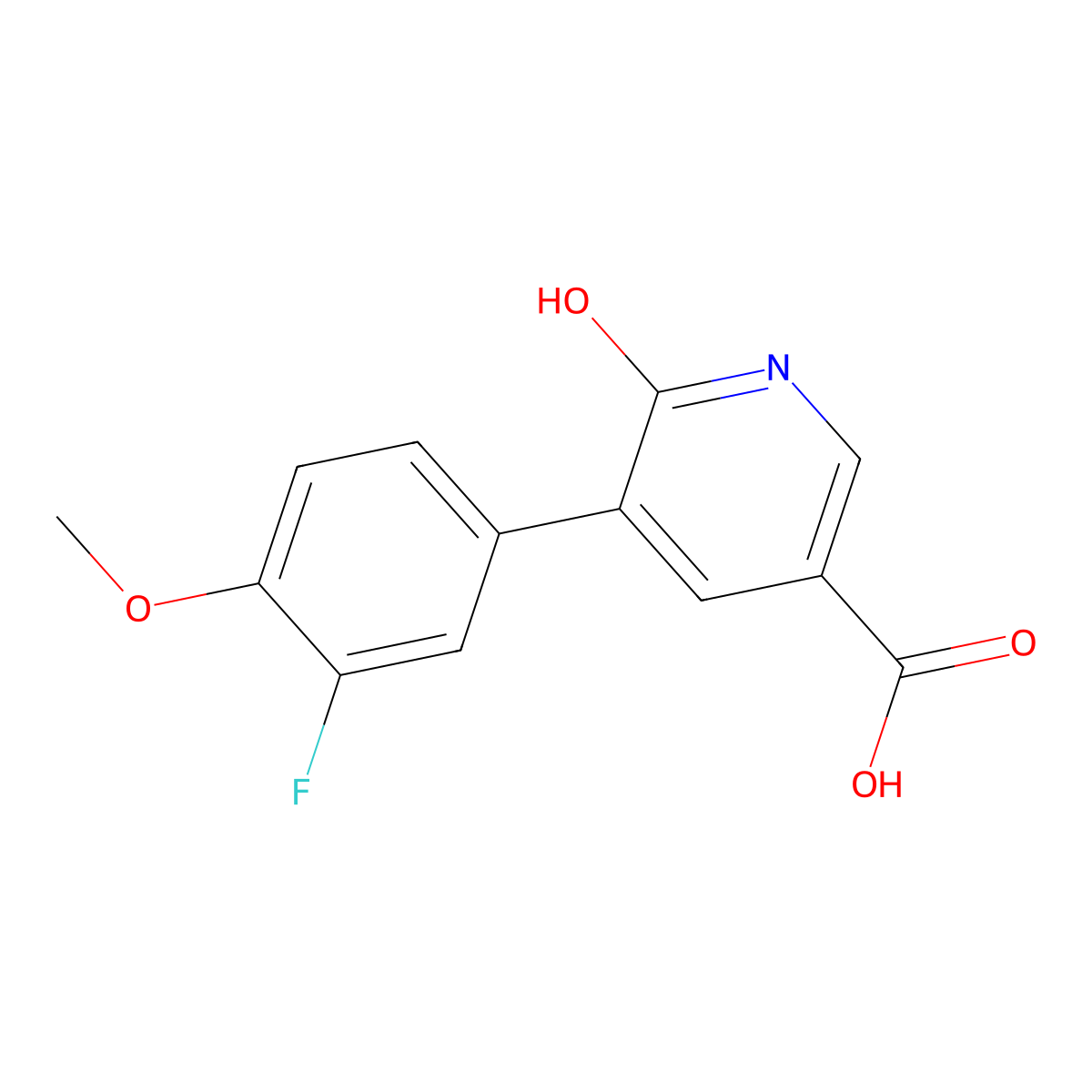 5-(3-Fluoro-4-methoxyphenyl)-6-hydroxynicotinic acid molecular structure, CAS 1261959-94-7