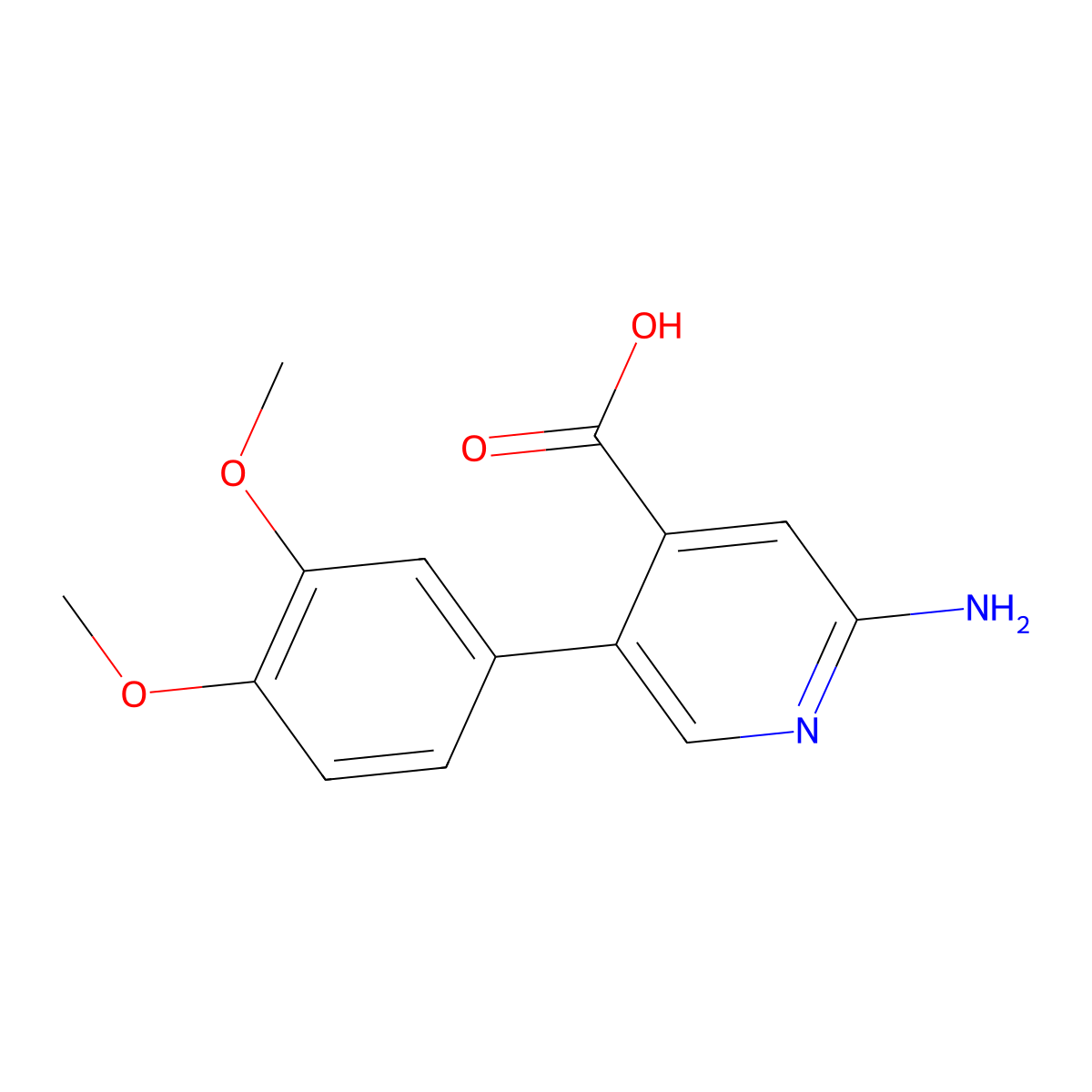 2-Amino-5-(3,4-dimethoxyphenyl)pyridine-4-carboxylic acid molecular structure, CAS 1261960-13-7