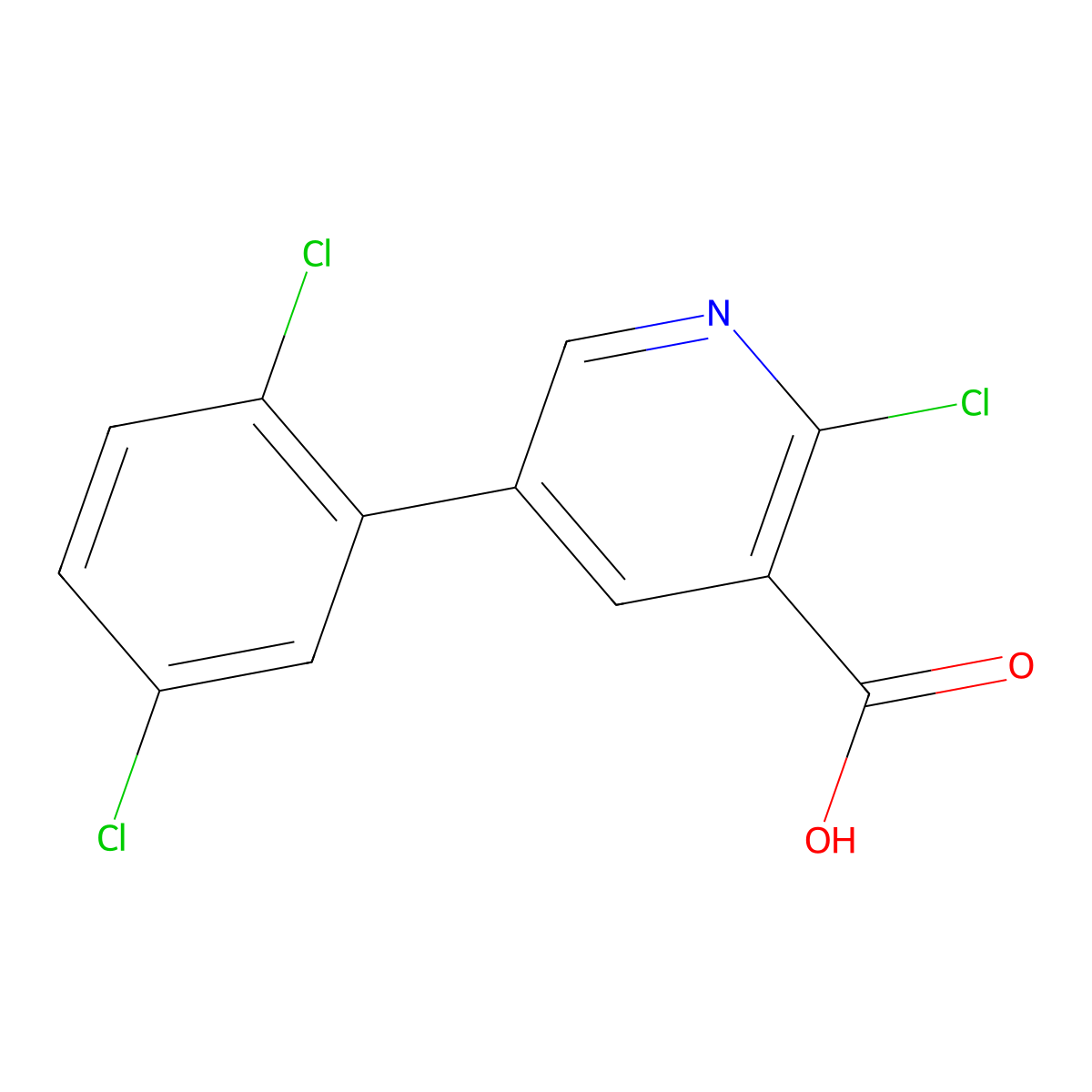 2-Chloro-5-(2,5-dichlorophenyl)nicotinic acid molecular structure, CAS 1261960-19-3