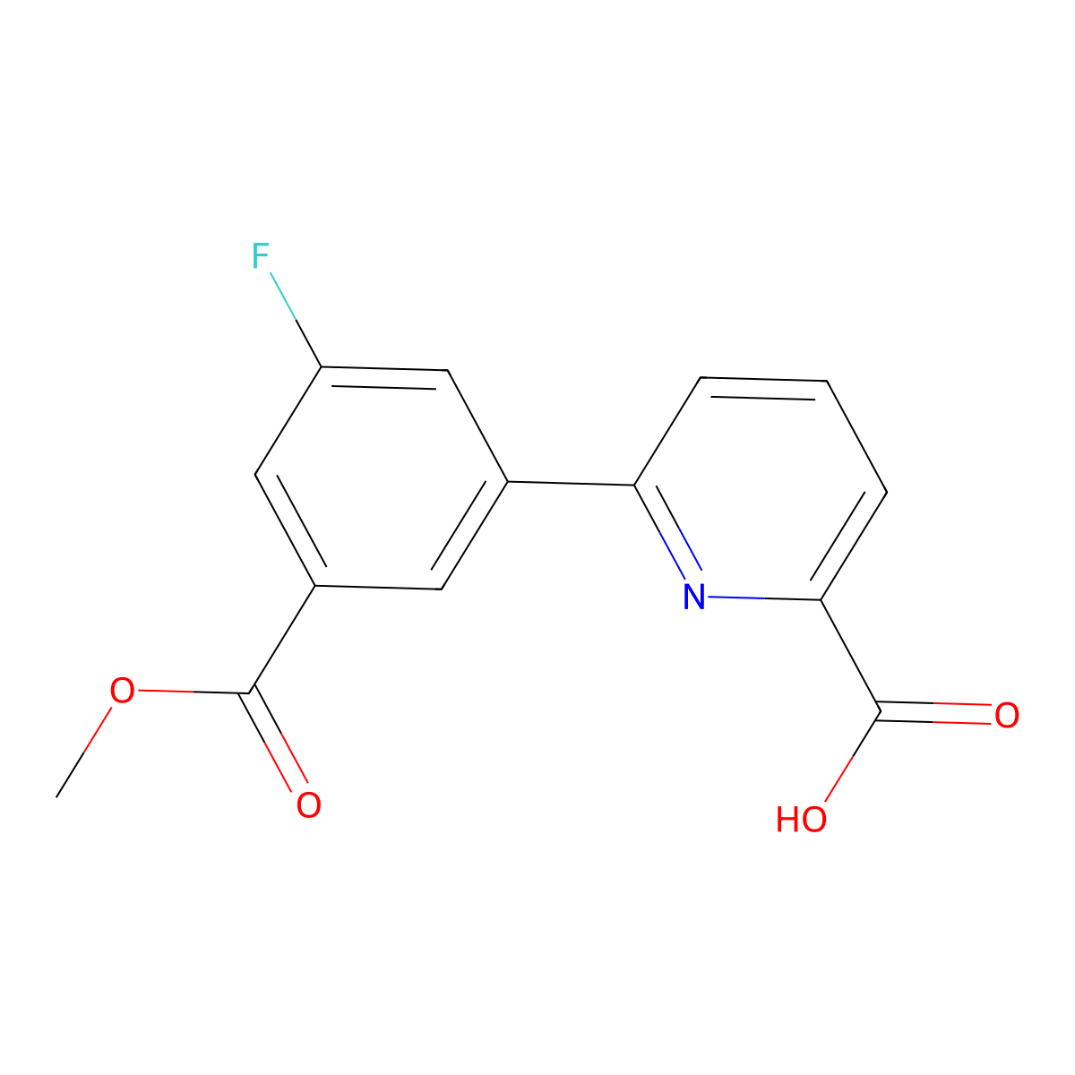 6-(3-Fluoro-5-methoxycarbonylphenyl)picolinic acid molecular structure, CAS 1261960-27-3
