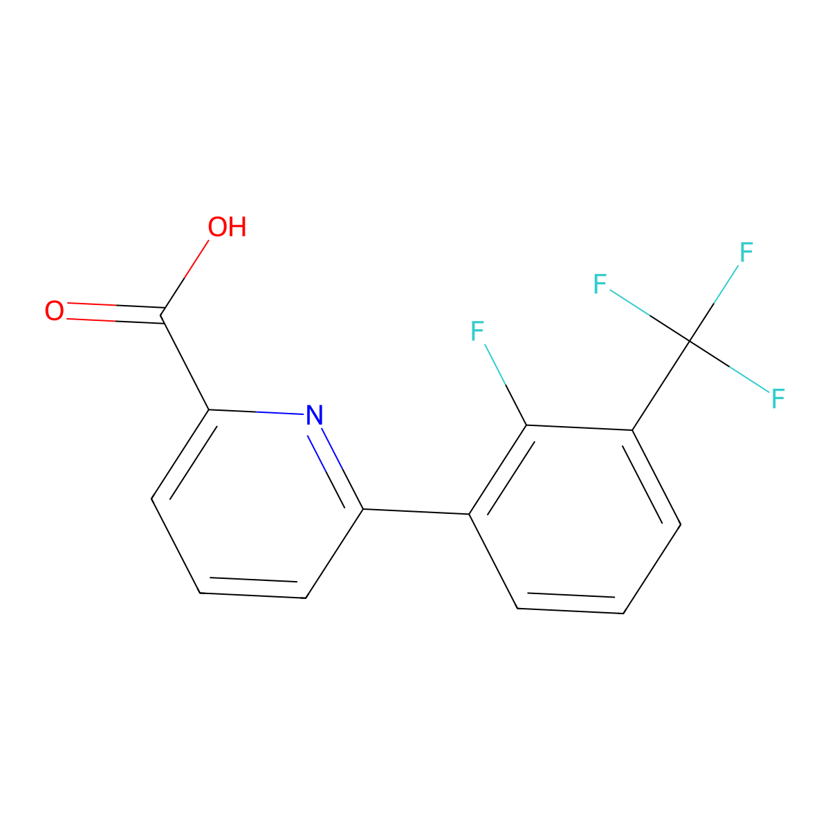 6-(2-Fluoro-3-trifluoromethylphenyl)picolinic acid molecular structure, CAS 1261960-32-0