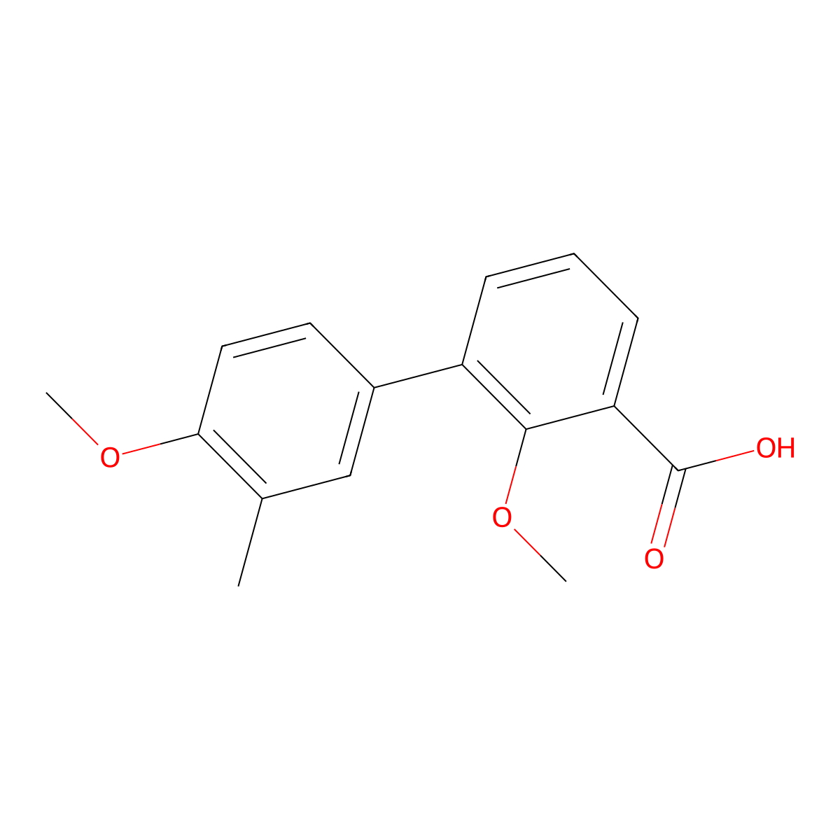 3-(4-Methoxy-3-methylphenyl)-2-methoxybenzoic acid molecular structure, CAS 1261960-56-8
