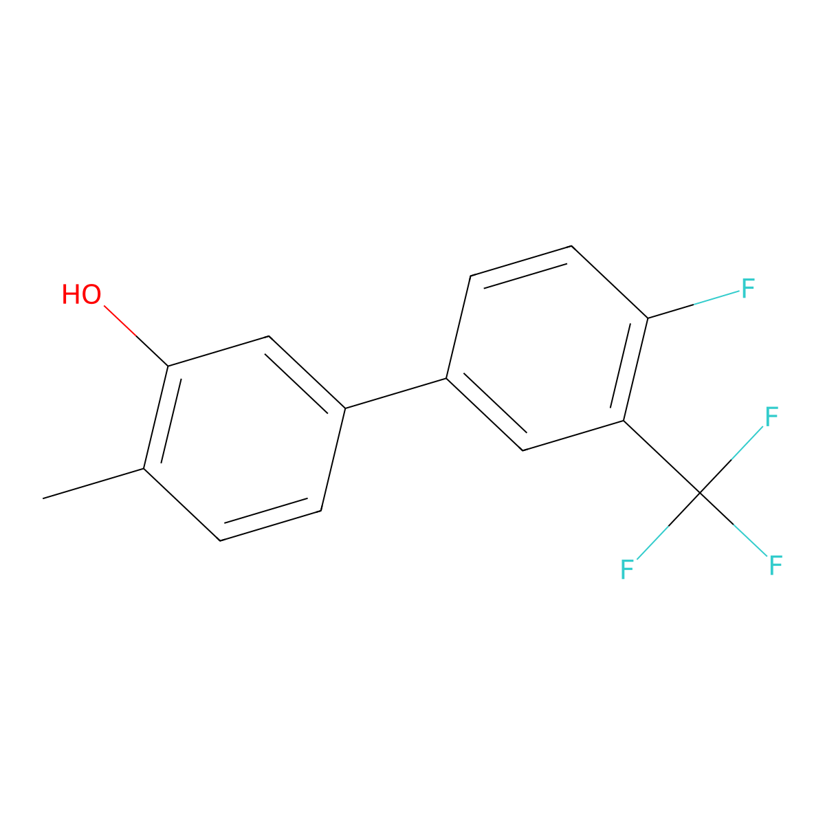 5-(4-Fluoro-3-trifluoromethylphenyl)-2-methylphenol molecular structure, CAS 1261960-69-3