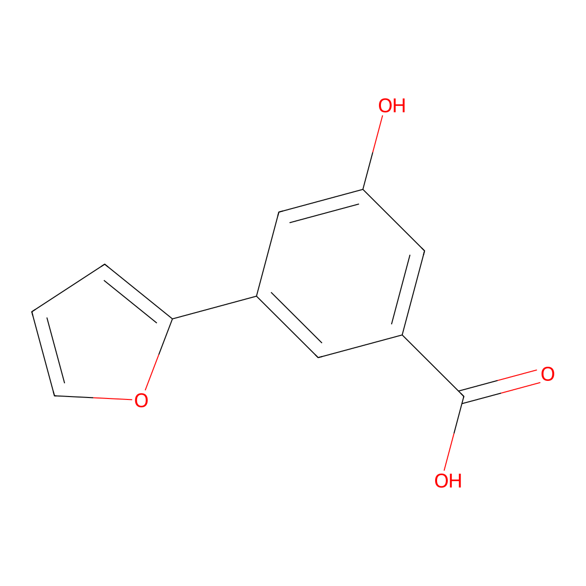 3-(Furan-2-YL)-5-hydroxybenzoic acid molecular structure, CAS 1261960-70-6