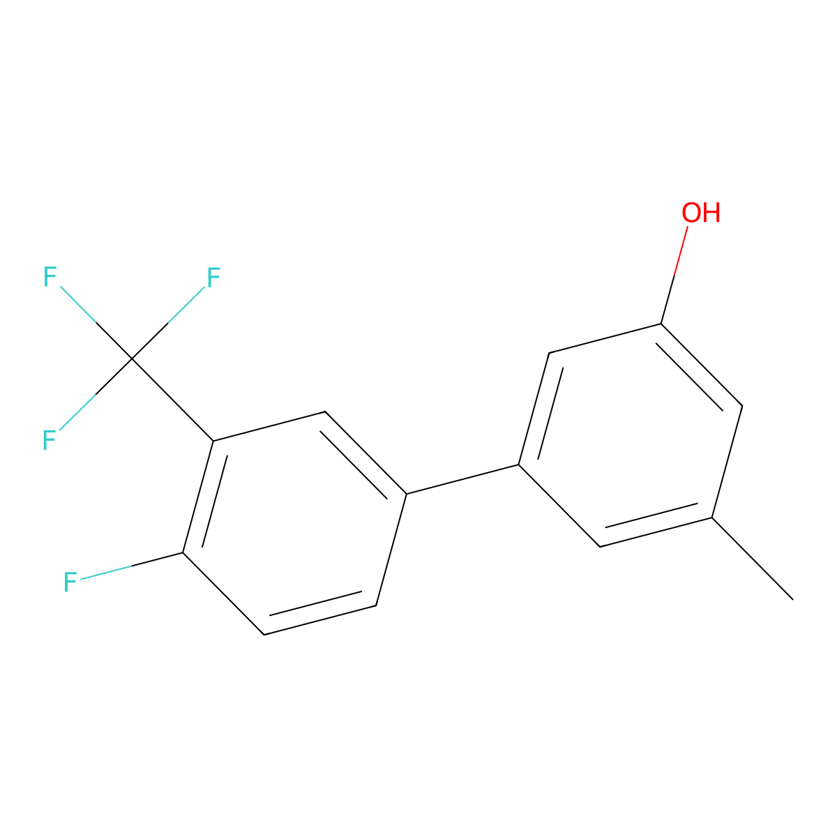 5-(4-Fluoro-3-trifluoromethylphenyl)-3-methylphenol molecular structure, CAS 1261960-71-7