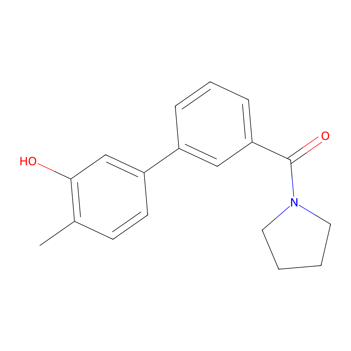 2-Methyl-5-(3-pyrrolidinylcarbonylphenyl)phenol molecular structure, CAS 1261960-77-3